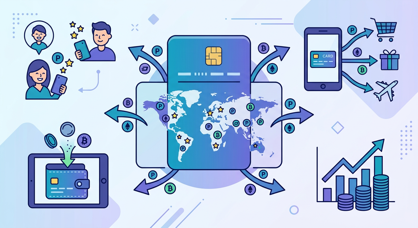 仮想通貨をポイントカードに例えたイラスト