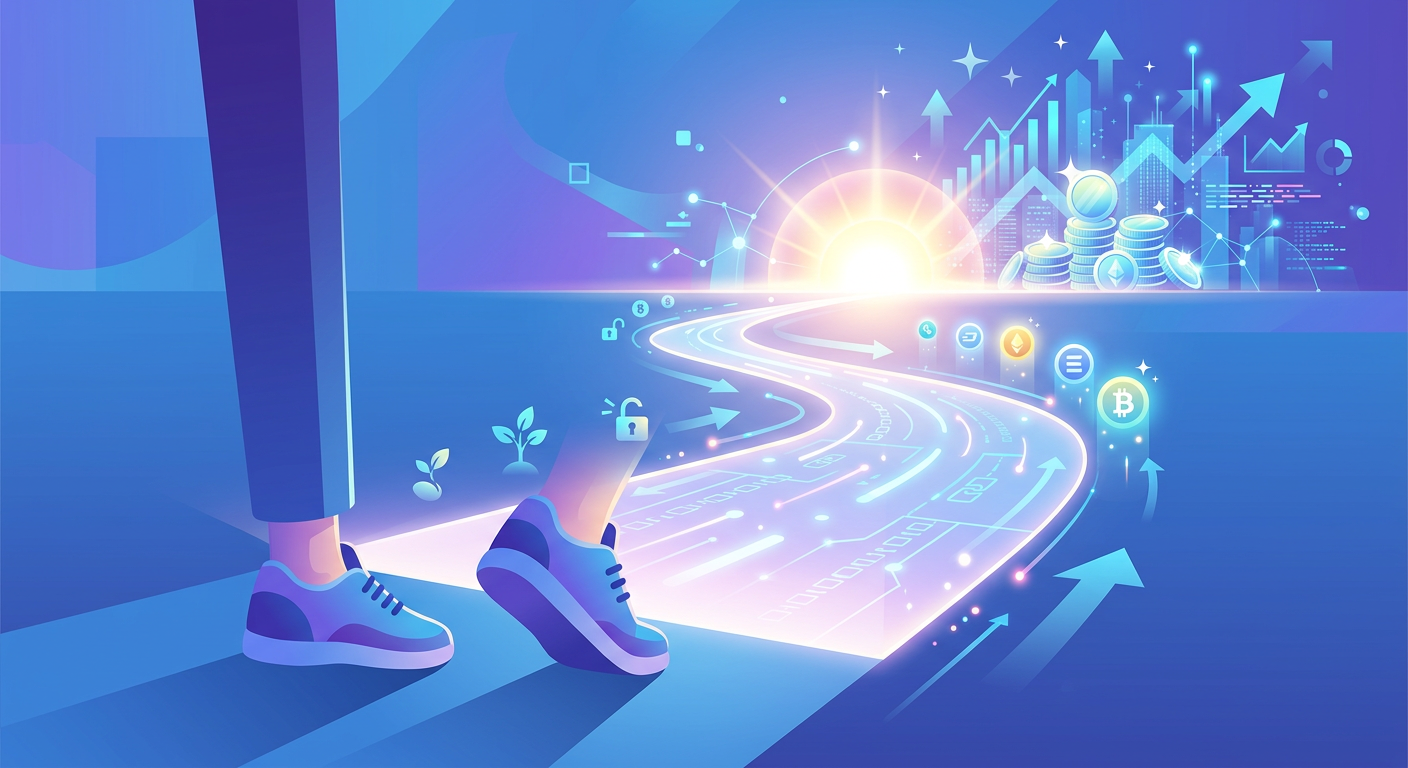 仮想通貨投資の最初の一歩を踏み出すイメージ