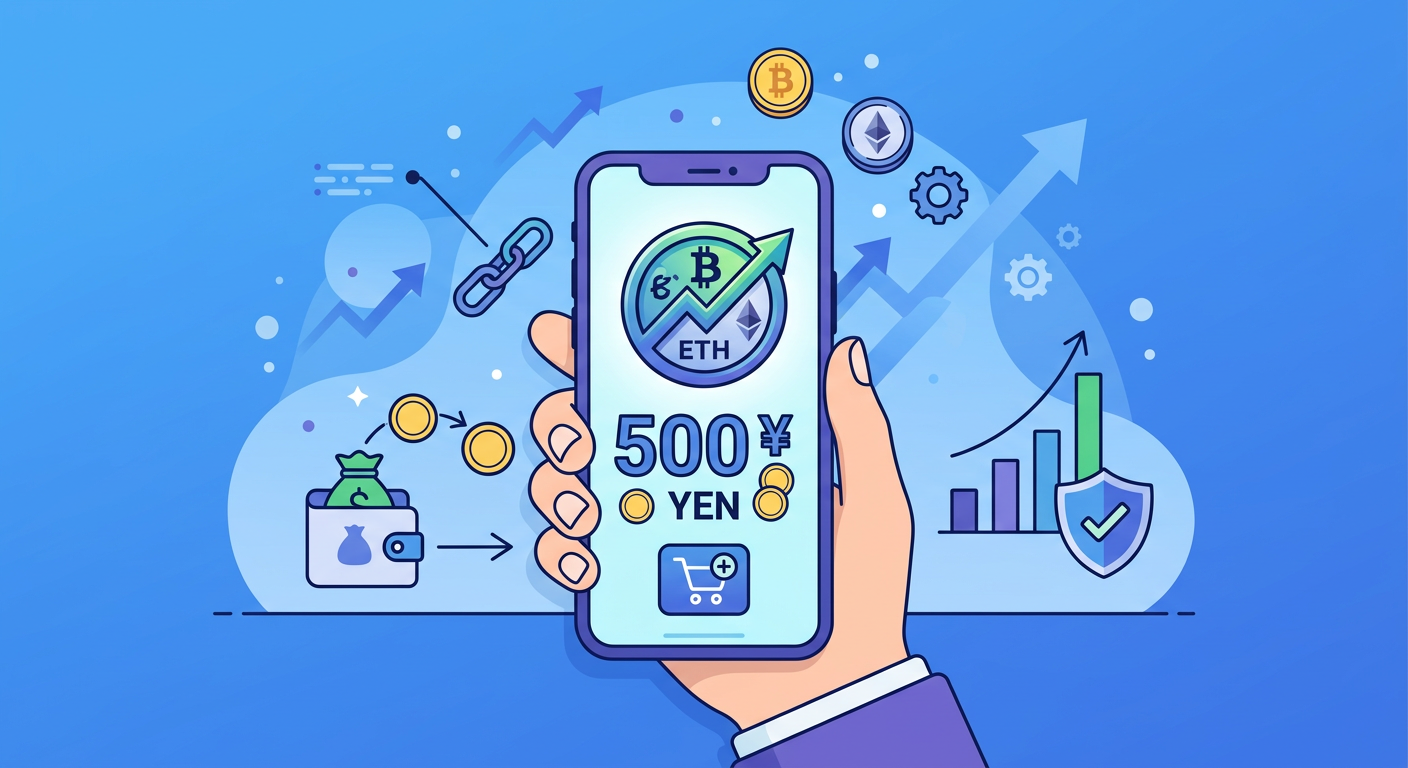 スマートフォンを使って少額から仮想通貨を始めるイメージ